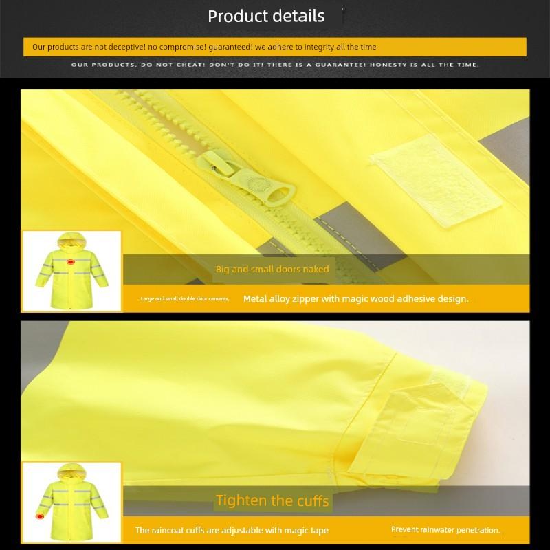 Rainproof Long Reflective Raincoat Adult Breathable Sanitation Property Security Duty Labor Protection Trench Coat Full Body Raincoat