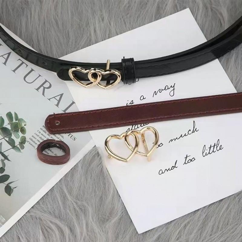 Pu Heart Trendy And Butterfly Buckle Womens Belt Fashionable Accessory For School And Work
