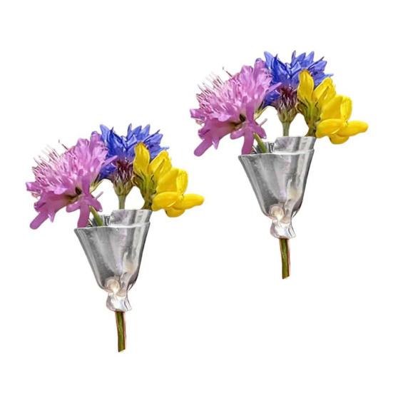 2Pcs Artful Flower Vase Brooch Real/Dried Flower Holder Wearable Floral Lapel Pin Minimalist Art Brooch