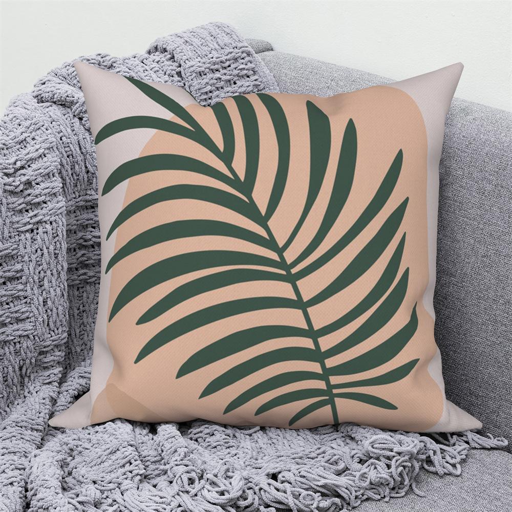 Throw Pillow Sofa Home Decor Decorative Cover Green Tropical Leaf Pink Cushion