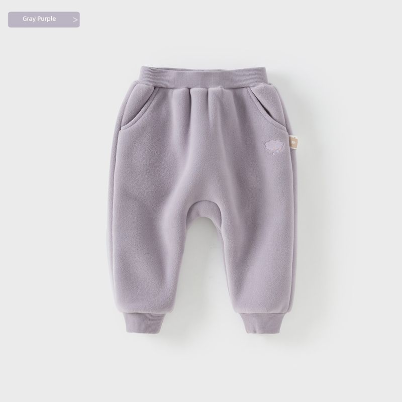 Детские флисовые штаны David Bella 2026 Зимняя коллекция Девочек и Мальчиков Флисовые вязаные штаны-джоггеры, штаны-али-баба Gray Purple [Ready Stock] 100