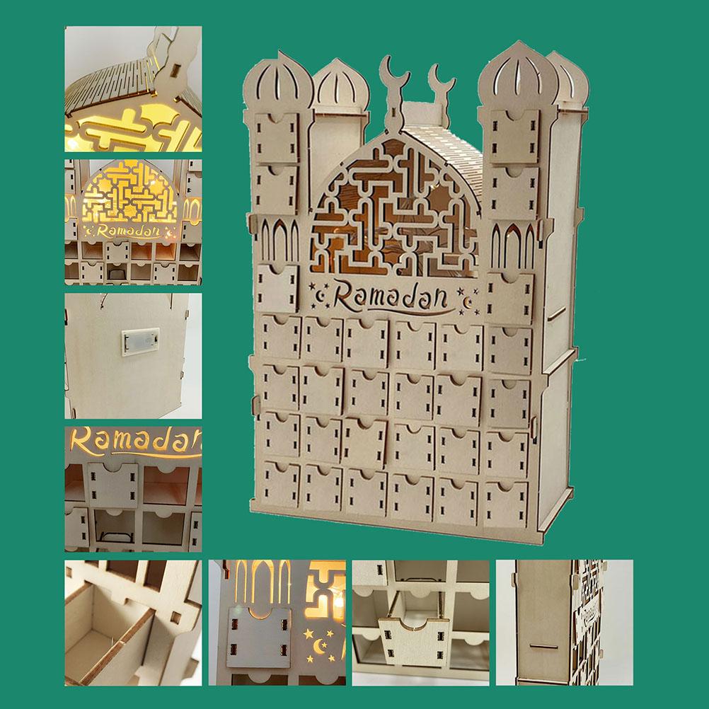 Wooden Ramadan Advent Calendar 2022 Eid Ramadan Mubarak Advent Calendar with Drawers 30 Days Contdown Calendar Decorations