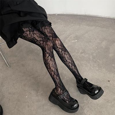 1 Paar Sexy Strumpfhosen Netzstrumpfhosen Floraler Druck Ausgeschnittenes Netz Strumpfhosen Body Stockings Damen Dessous Strumpfwaren Netz Nylon Strumpfhosen