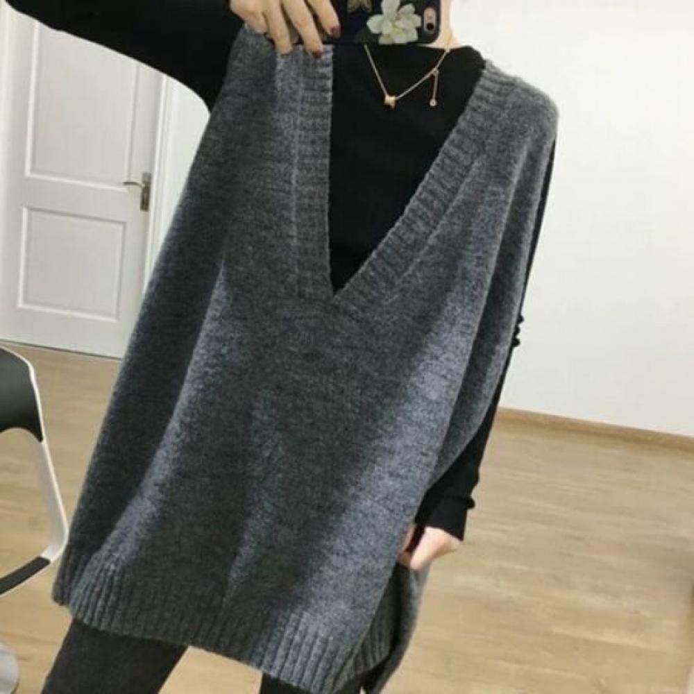 NaVaVa Women Solid V Neck Knit Vest Nk2766