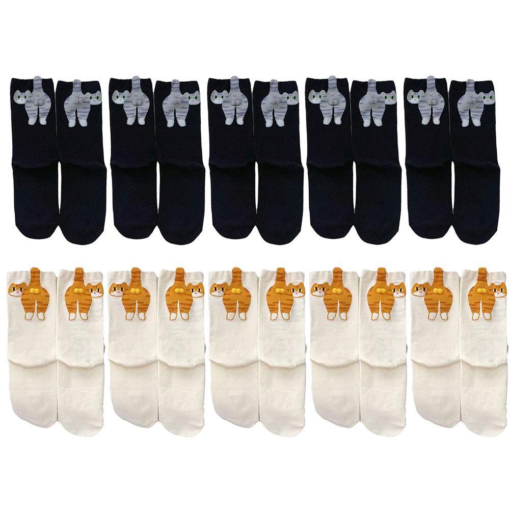 Cute Cat Egg Socks Mid Calf Japanese Stocking For Woman Autumn Winter Soft Comfortable Sweat Absorbing Breathable Couples Sock