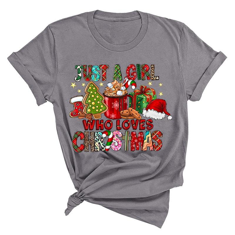 Christmas Printed Fashionable Women's T-shirt Christmas Trend Pure Cotton Casual Sportswear T-Shirts Women’s