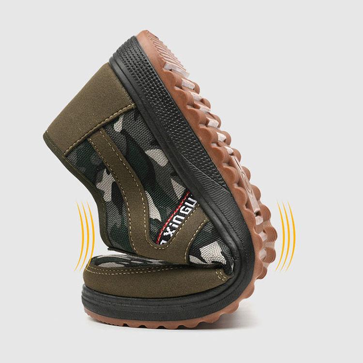 Gamle Beijing tøysko Glutensåle for menn Anti-skli Slitebestandige arbeidssko Lette pustende lerretssko Middelaldrende gåsko