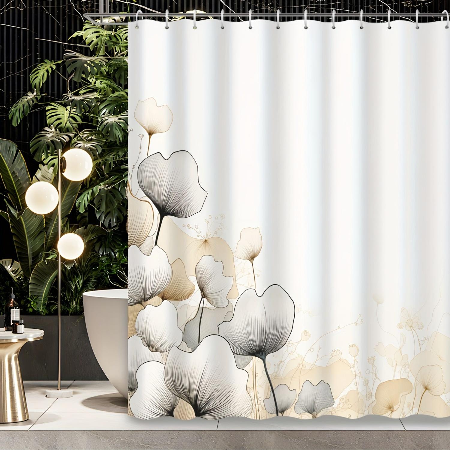 

Abstract Golden Plant Petals Shower Curtain - Floral Design with 12 Hooks | Polyester Fabric, Bathroom Decor & Accessories 90X180cm