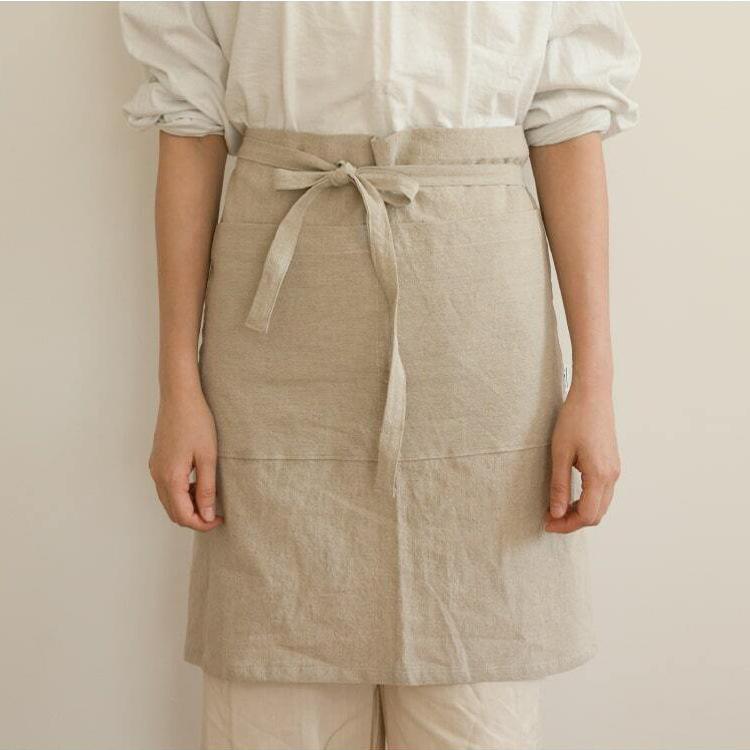 Japanese-style bust apron women s high-value summer thin linen cotton and linen work home kitchen catering coffee shop 94*54cm