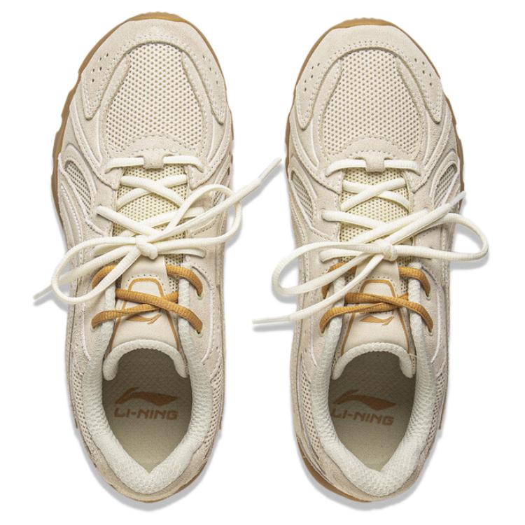 Li Ning Minimalist Fashion Shock Absorbing Wear Resistant Low Top Casual Shoes Women Sneaker Off-White Xuan-Paper-White AZGV030-4