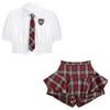 Summer New American Sweetheart Suit College Style Sweet Babes Jk Uniform Waist Shirt Top Red Plaid Skirt