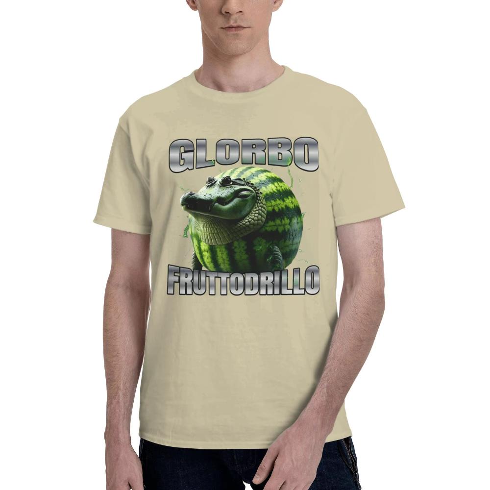 Glorbo Fruttodrillo Funny Italian Brainrot Meme Men T Shirt Hip Hop TShirts ShortSleeve Tops Summer Cotton Plus Size Top Tees
