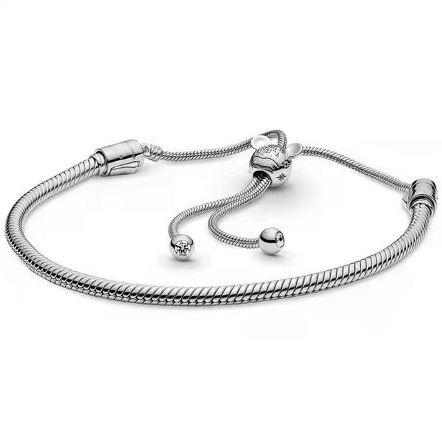 

Pave Heart & Star Rose Castle Shine Stones & Stripes Розсувний браслет Fit Fashion 925 Sterling Silver Bangle Beaster Charm Jewelry