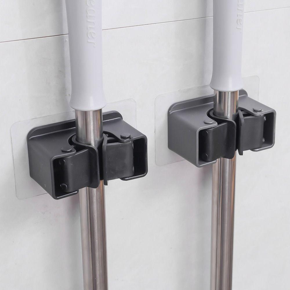 Traceless Mop Storage Holder Wall Mounted Broom Shelf New Bathroom Rack