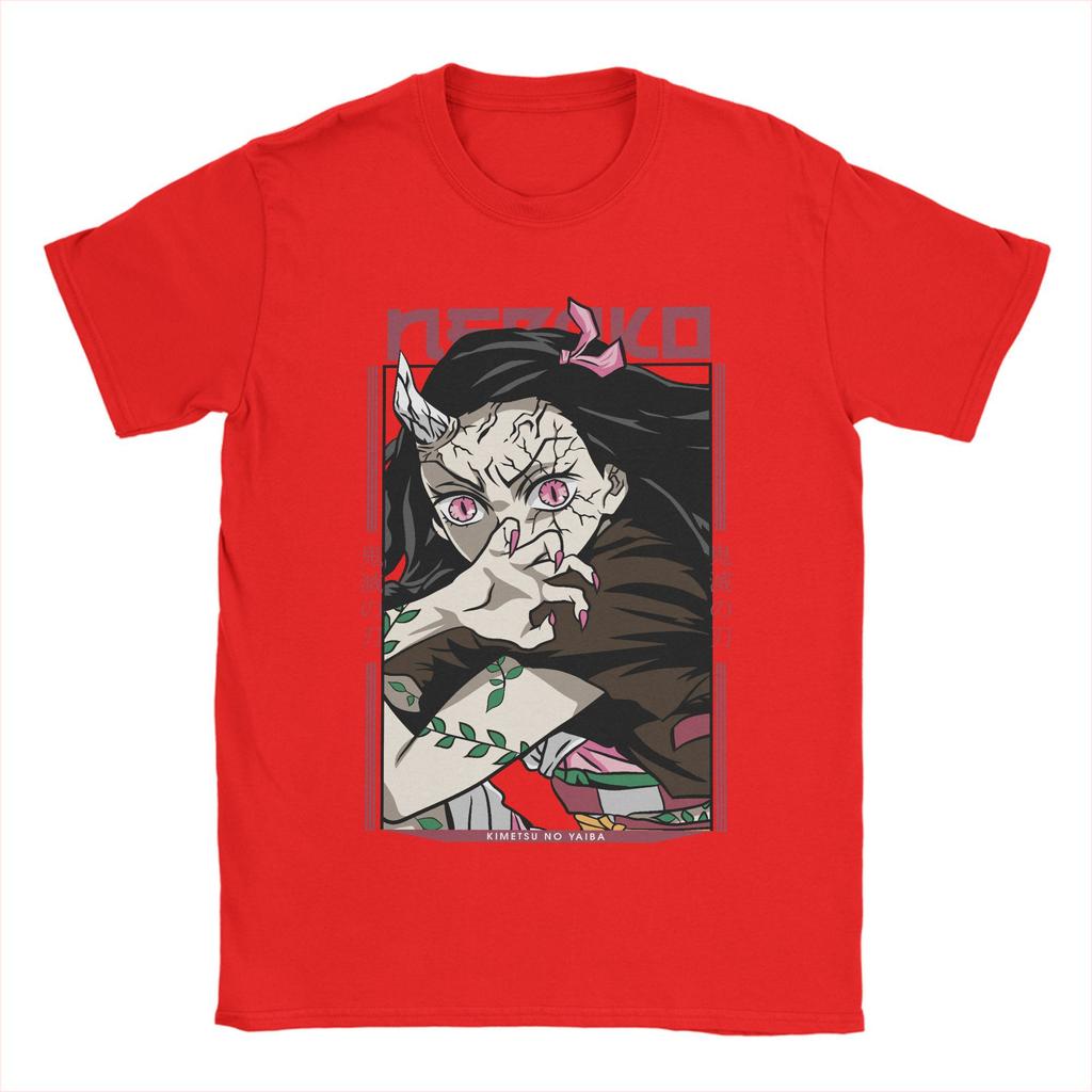Men Anime Demon Slayer Nezuko T Shirt  100% Cotton Clothes Crazy Short Sleeve Round Collar Tees Big Size T-Shirt