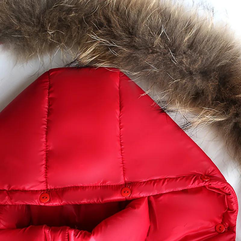 Nature Fur Winter Down Jacket for Boys Coats Girl Clothes Children's Clothing Thicken Outerwear Parka