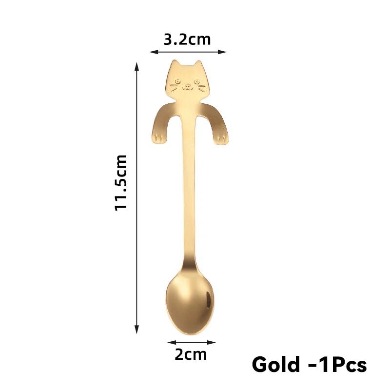 Neu 1 Stücke Edelstahl Kreative Katze Geformt Kaffeelöffel Teelöffel Kinder Löffel Kuchen Rühren Zucker Suppe