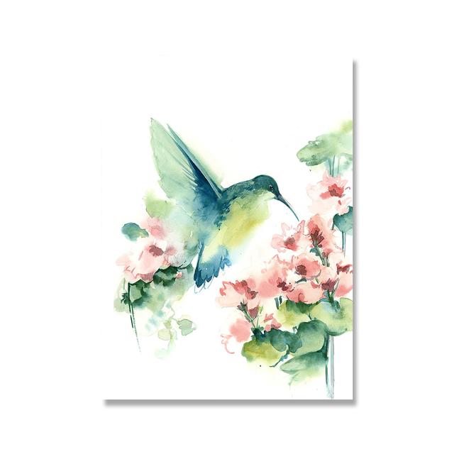 

Скандинавский современный постер с изображением животных, цветок колибри, акварель, холст, картина, настенная художественная картина для гостиной, спальни, домашний декор 21cm×30cm NoFrame