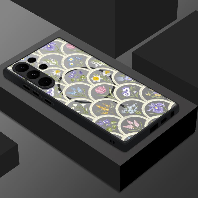 

Роскошный чехол с магнитным креплением и цветочным принтом для Samsung Galaxy S25 S24 S22 S23 Ultra S22 Plus S21 S20 S24 FE для Magsafe, матовая твердая накладка Galaxy S23+