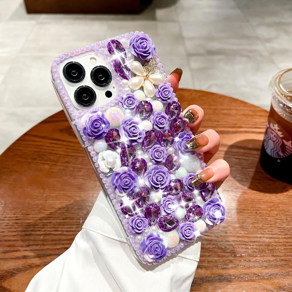 Pearl Flower for iPhone15ProMax Luxury All-inclusive Apple 14ProMax Rhinestone Phone