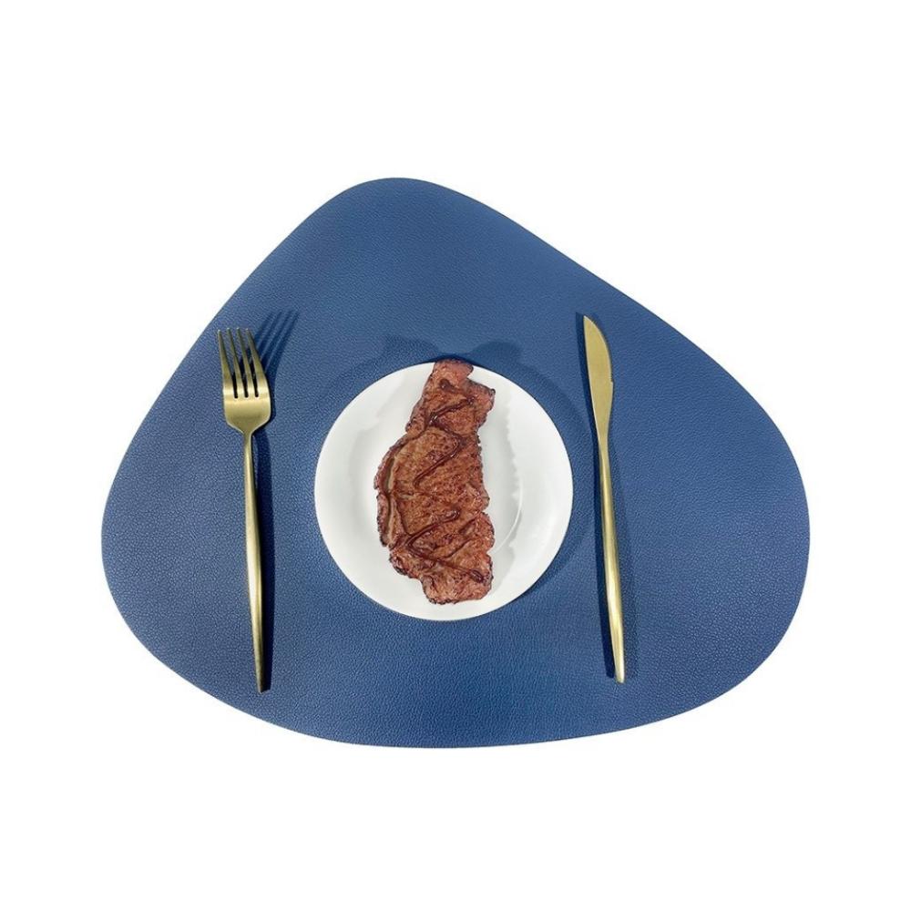 PU Leather Table Mat Imitation Cowhide Pattern Flatware Place Pad Modern Placemats  Home Decor
