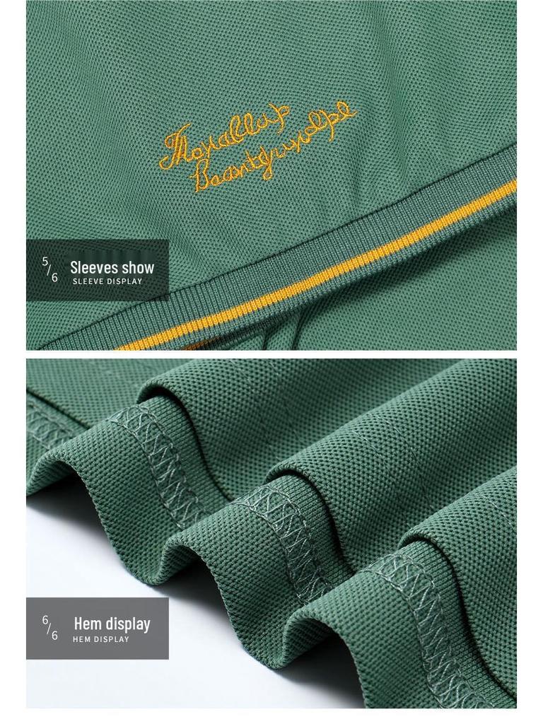 Men's Short-Sleeve Embroidered Polo Shirt - Casual Fit, Ideal for Middle-Aged and Young Adults, Summer Collection.