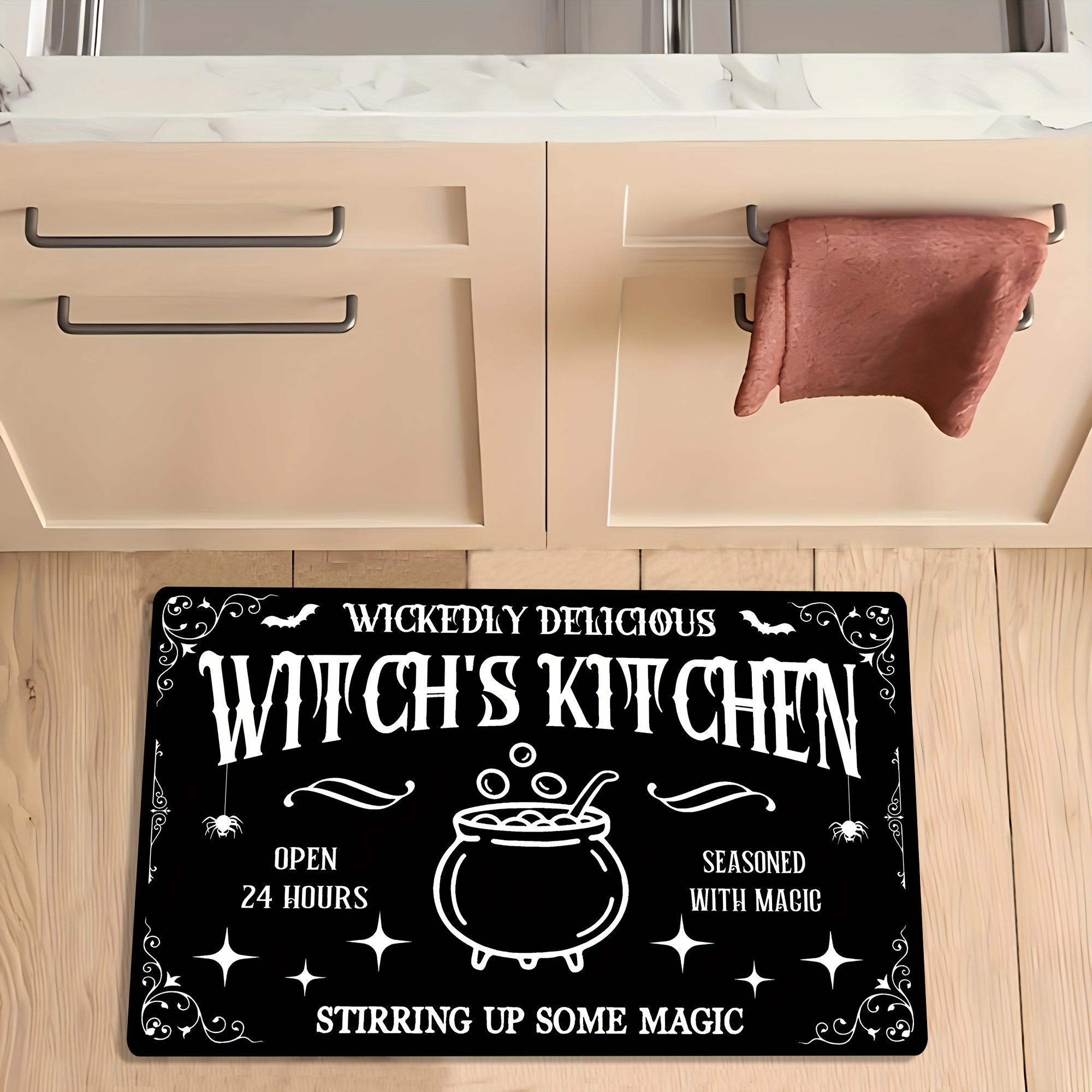 

uxury Flannel Halloween Rug - Evil Delicious Witch s Kitchen Letter Non-Slip Washable Floor Mat for Living Room & Home Decor 40x60cm