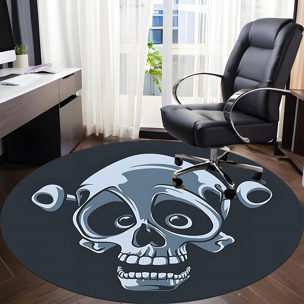 1pc Skull Jester Office Round Area Rug, Indoor Mat Suitable ForOffice, Under Office Chairs Bedroom Living Room Home Decor, Room Deco Q040