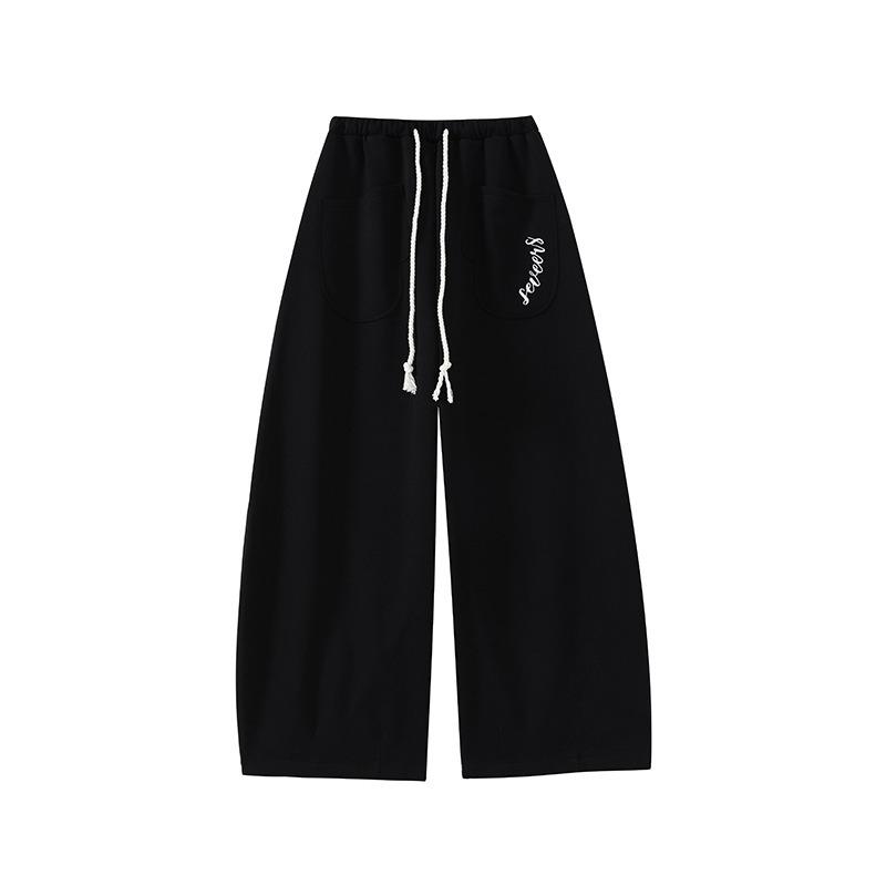 Retro Drawstring Wide-leg Sweatpants Women's Spring, Autumn and Winter New High-waisted Loose and Versatile Casual Mopping Pants