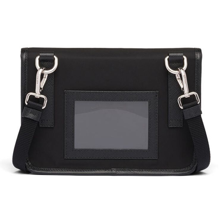 Prada Saffiano Silver Buckle Functional Recycled Nylon And Saffiano Leather Camera Bag Unisex Bags Black 2ZH108-2BBD-F0002
