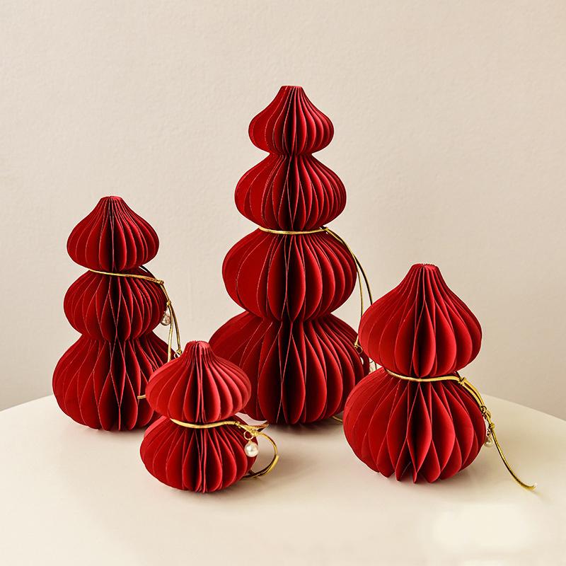 3D Papierornament Wabenpapier Tischvase Frühlingsfest Weihnachten Rotbraune Dekoration Hochzeit Hängende Kürbisornament