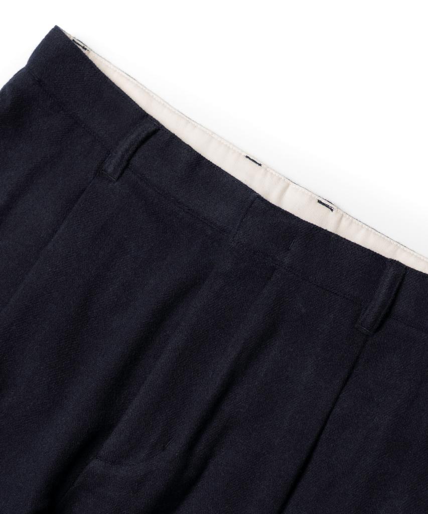 Edeunbeoleokeulleob One-Tuck Wide Fit Wool Blended Pants (Navy)