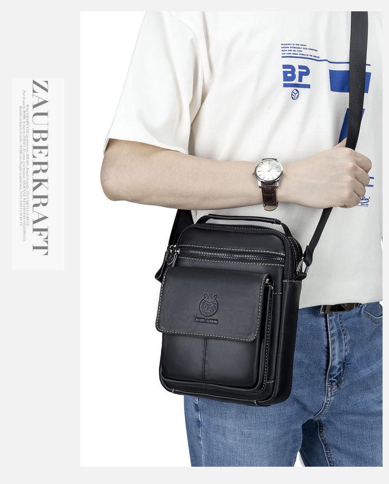 Shilaidun Men's Genuine Cowhide Leather Crossbody Shoulder Bag - 2025 Style