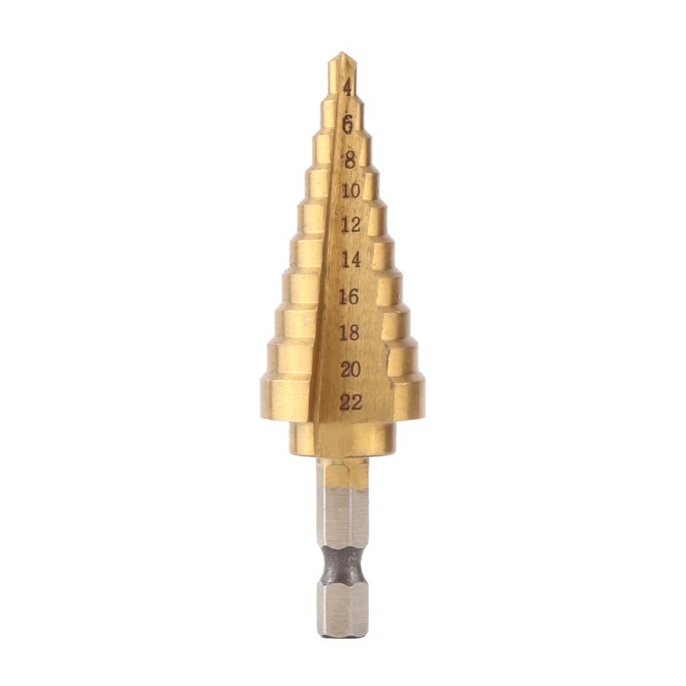 Titanium Coated Hole Cutter Hex Shank Power Tools Durable Step Drill Bit Set Metal