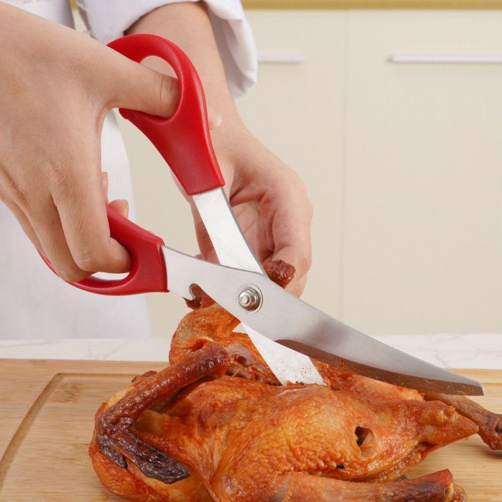 Heavy Duty Easy To Use Multipurpose Stainless Steel BBQ Tongs Food Shears Kitchen Scissors Clip