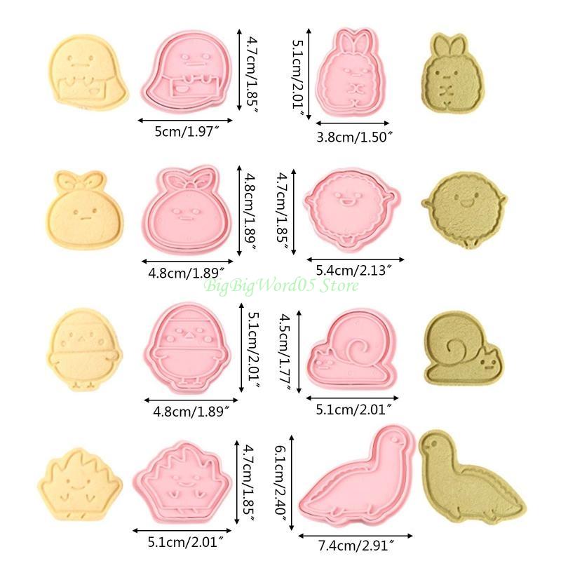 24TE Delicate Sugarcraft Mould Set of 8 Animals Cookie Cutters Cartoon Plastic Cake Kitchen Baking Accessories