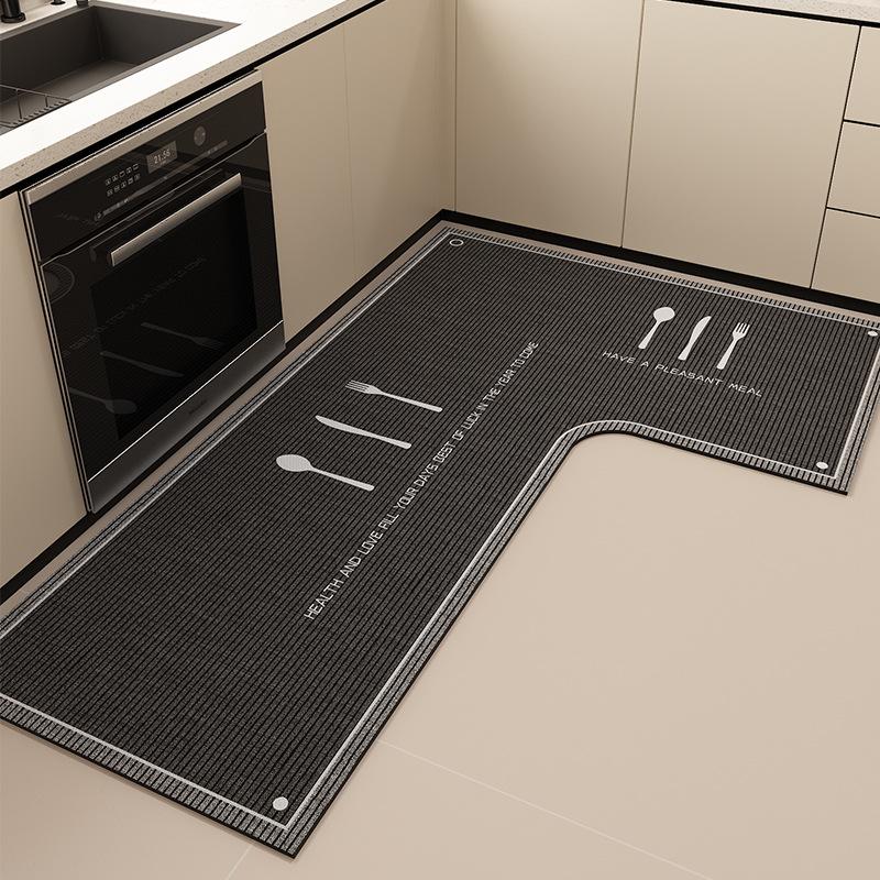 L-vormige Vuilafstotende Diatomeeënaarde Vloermat met Geavanceerde Uitstraling Gemakkelijk Schoon te Maken Antislipmat Huishoudelijke Waterabsorberende Sneldrogende Voetmat 80 * 150 * 45cm gray