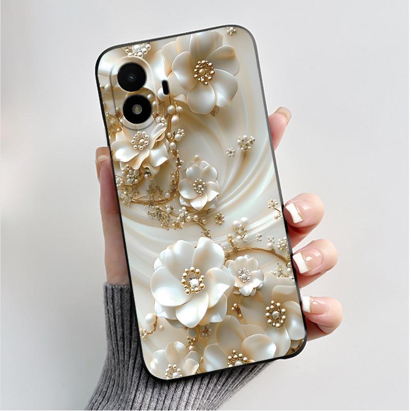 Husă de telefon imprimată pentru TCL K70 SE (T453D) Huse Capă Silicon Moale Negru Carcasă Flori Drăguțe Desene Animate Carcasă Coque
