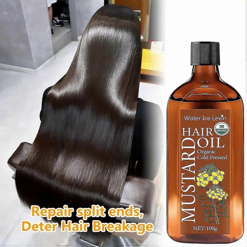 Mustard Hair Oil, Organic Cold Pressed Mustard Oil for Hair Growth, Eliminates Split Ends, Prevent Hair Loss, Restores Dry Damaged Hair fiuling