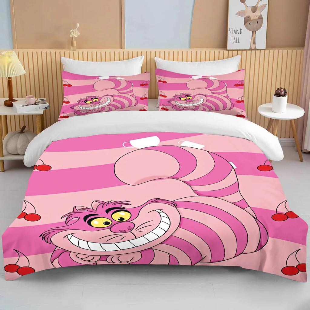Alice In Wonderland Bedding Set Cartoon Baby 3 Pieces Set Bed Set King Size Pillowcase Adult Bed Cover Bedroom Bed Set Duvet