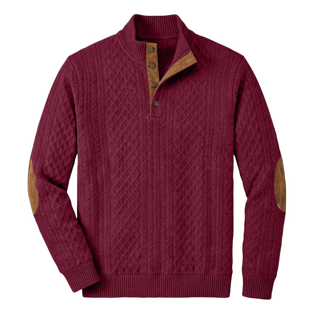 Men's Color Button Stand Collar Sweatshirt
