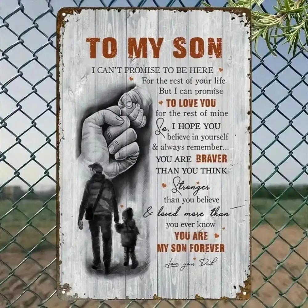 Vintage To My Son Metal Sign Retro Wall Decor for Home Cafe Bar Gift