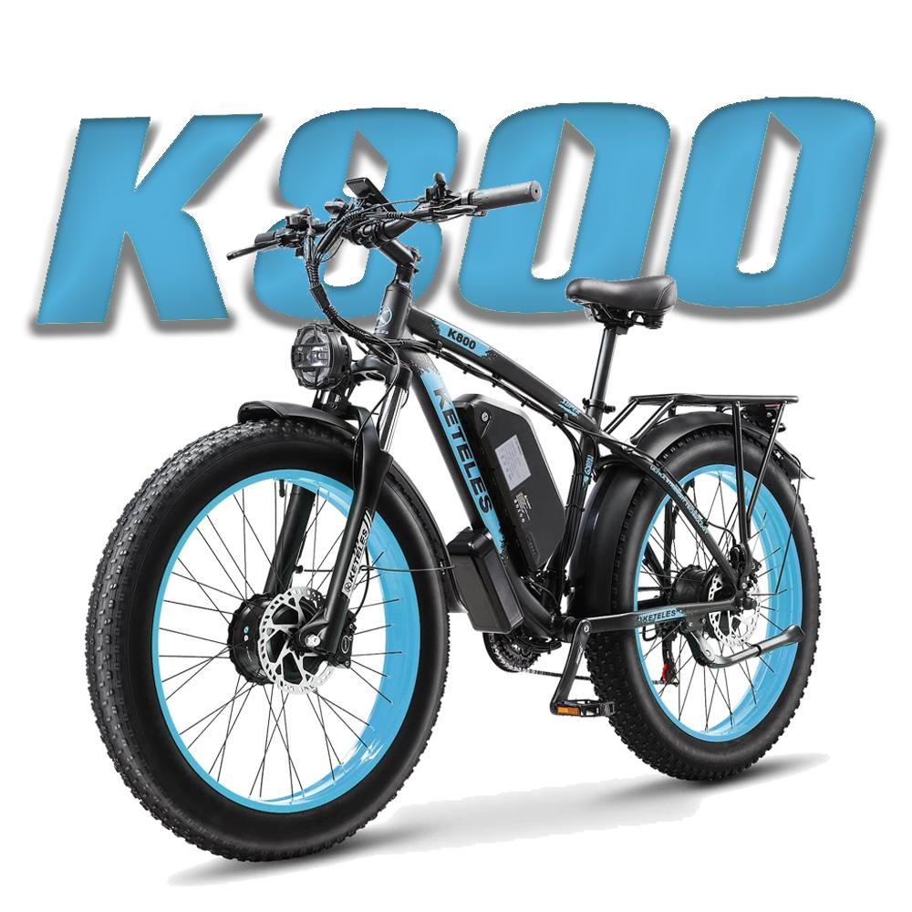 KETELES K800 Dual Motor Electric Bike with 2000W, 48V 23AH Battery, 26" Fat Tires, Lockable Suspension Fork Road E-Bike