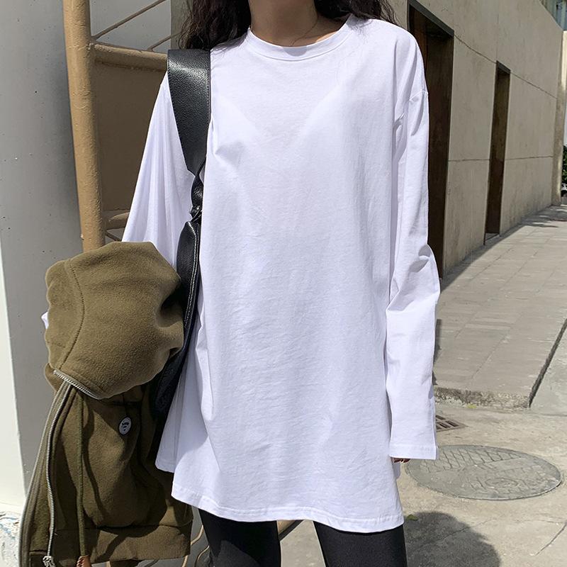 

Женская футболка с длинными рукавами L белый