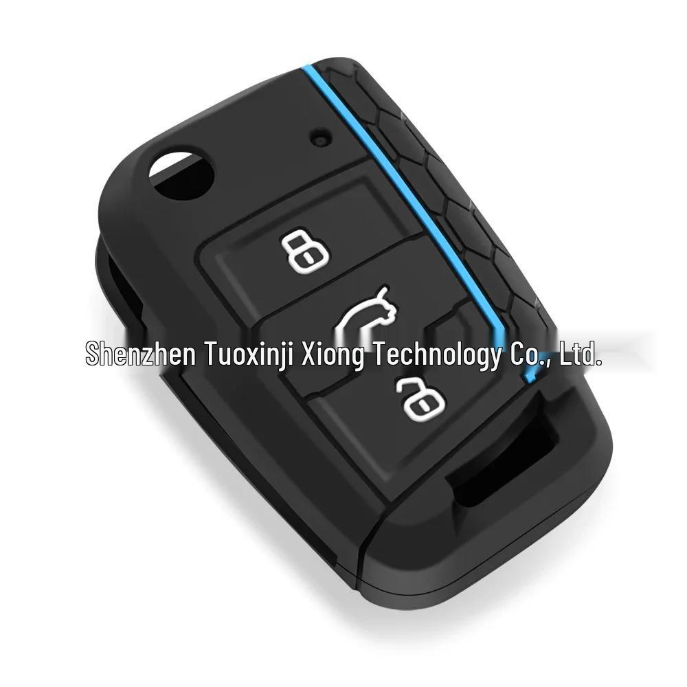 

Volkswagen & Skoda 3-Button Silicone Car Key Case синій