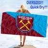 West Ham United FC Logo Print Beach Towel, Large Soft Quick Dry Towel for Beach Camping Swimming
