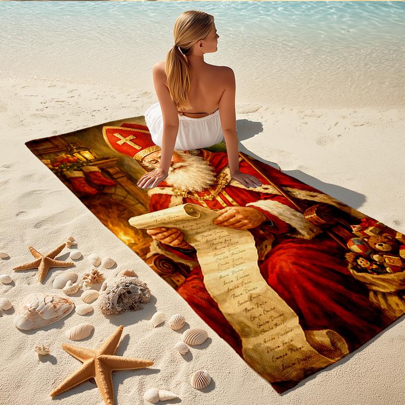 1Pc Santa Claus List Beach Towel Quick Dry Multiuse For Beach Pool Gym Yoga Home Travel Christmas Halloween Xmas Gift S1146