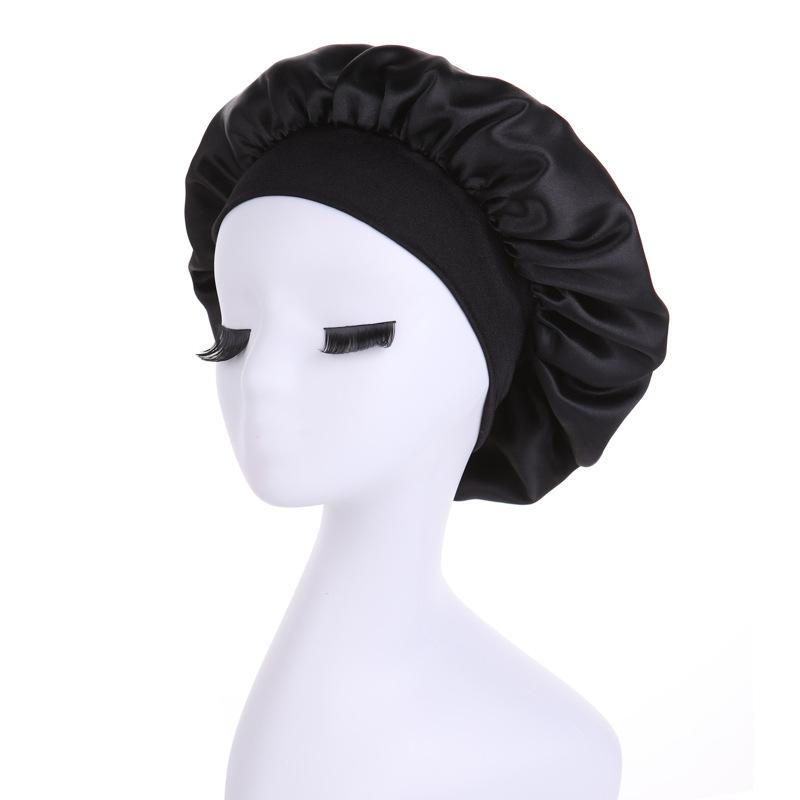 1PC grande cuffia in raso cuffia in seta fascia per capelli per dormire cuffia da notte con elastico morbido fascia grandi cuffie per la cura dei capelli delle donne
