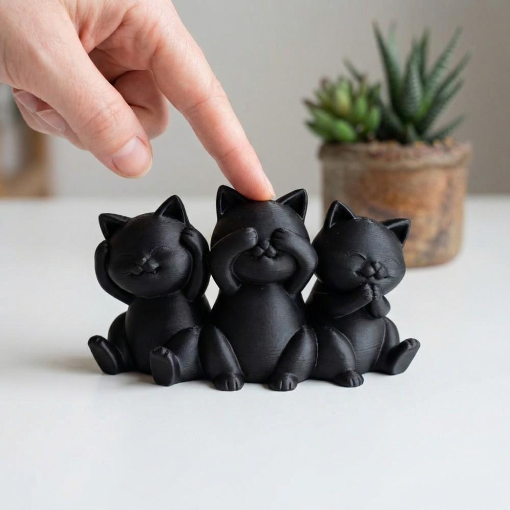 3D Printed Desktop Cat Decorations Creative Cat Ornament Simple Three Cat Statues  Gift