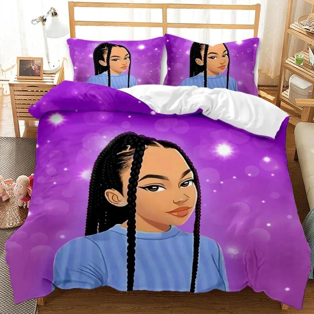 

Comforter African American Black Girl Black Girl Magic Bedding Set3D Comforter birthday Gift For Black Women Girls Comforter (quilt)-EU Single(135*200cm)3pcs